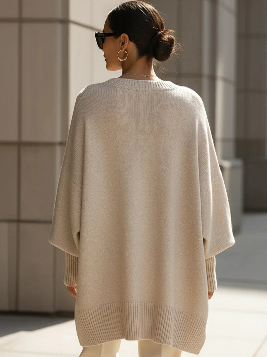 Oversized Draped Wide-Neck Sweater