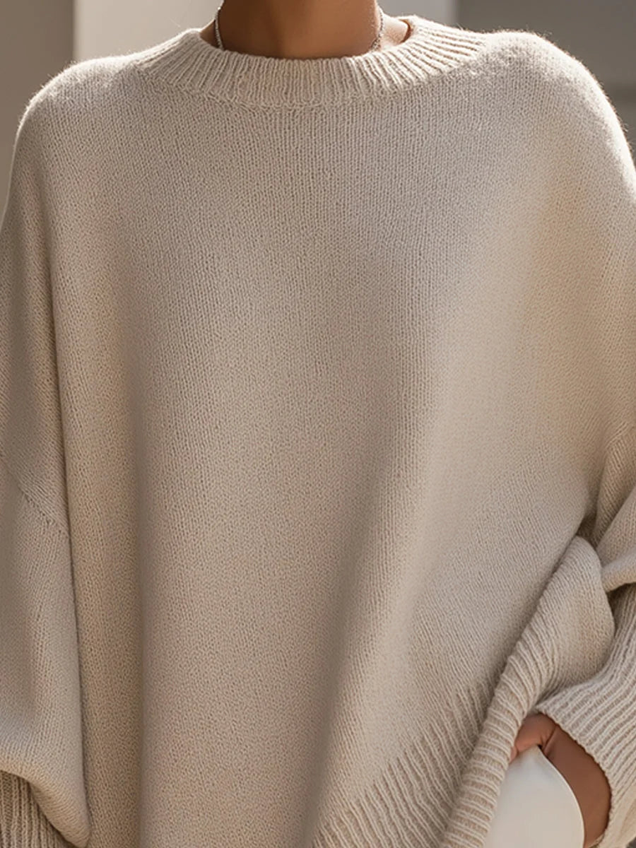 Oversized Draped Wide-Neck Sweater