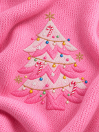 Christmas Tree print Embellished Sweater