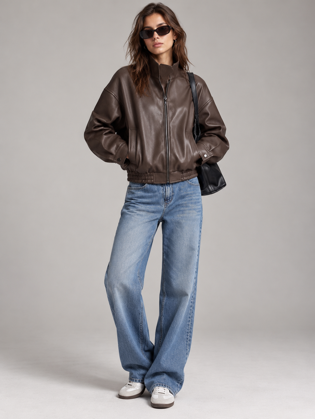 Faux Leather Bomber Jacket