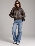 Faux Leather Bomber Jacket