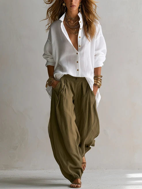 Relaxed Linen Blend Two Piece Set
