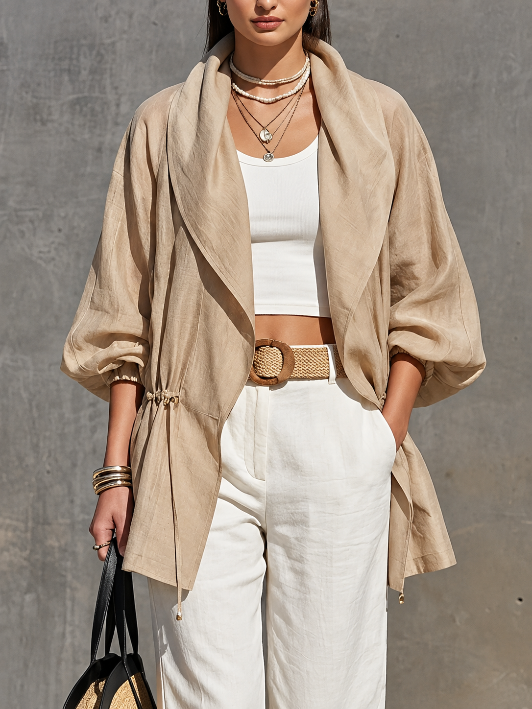 Tencel Sheer Jacket With Lapel Collar