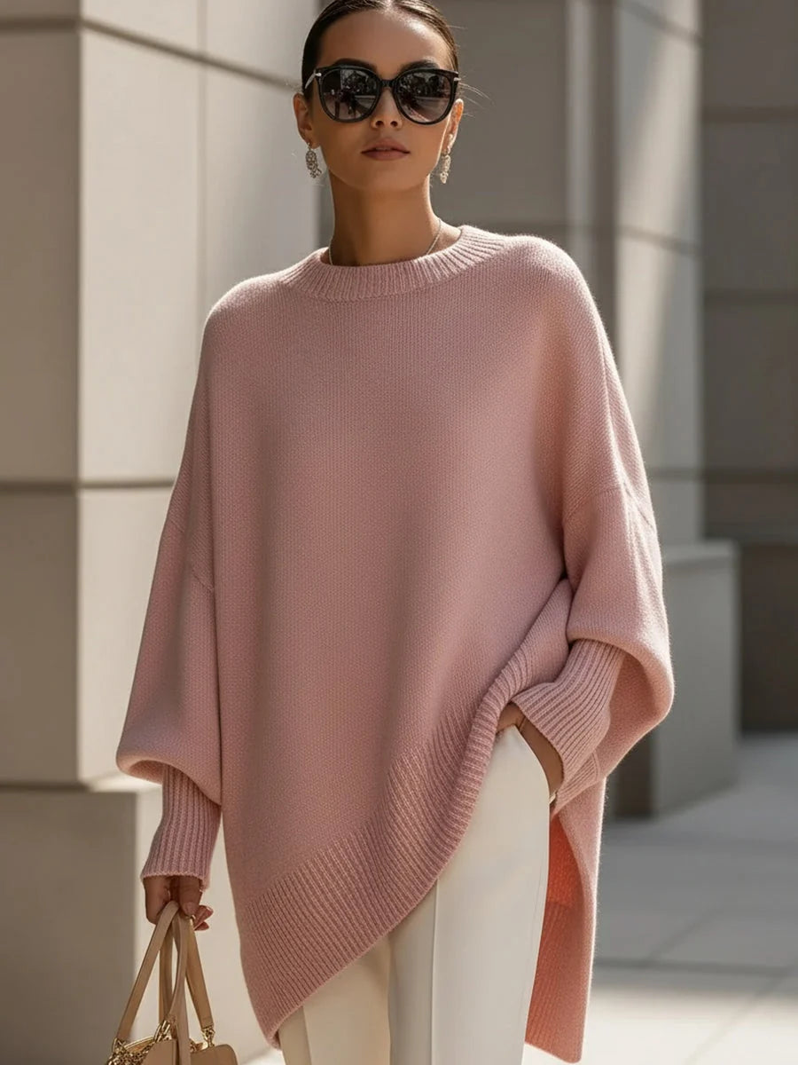 Oversized Draped Wide-Neck Sweater