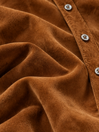 Vintage Velvet Lantern-Sleeve Button-Collar Mini Dress