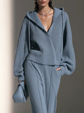 Hooded Long-Sleeve Knit Cardigan