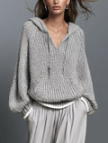 Casual Long-Sleeve Knitted Hoodie