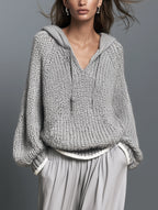 Casual Long-Sleeve Knitted Hoodie