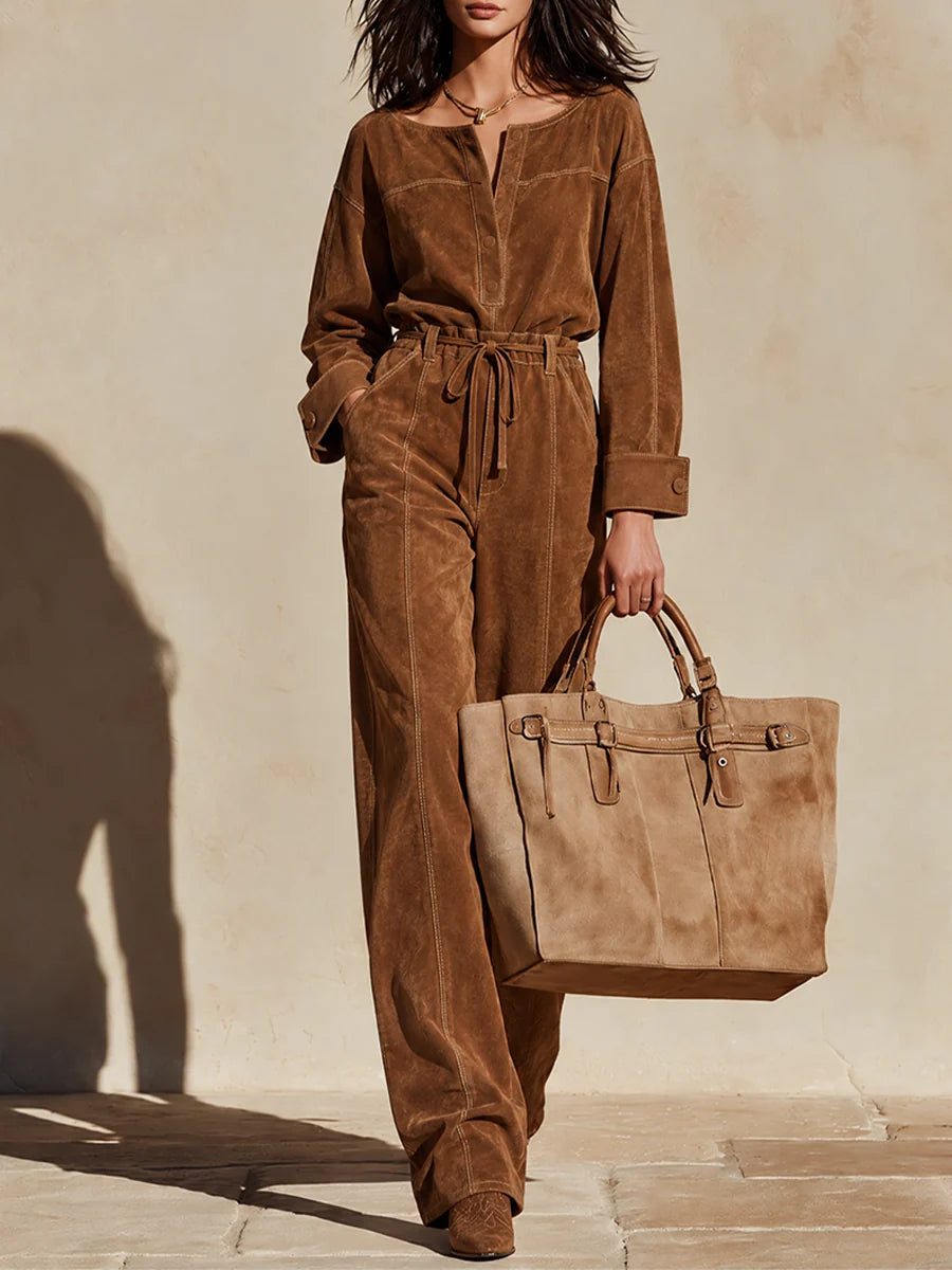 Faux Suede Tie-Waist Set