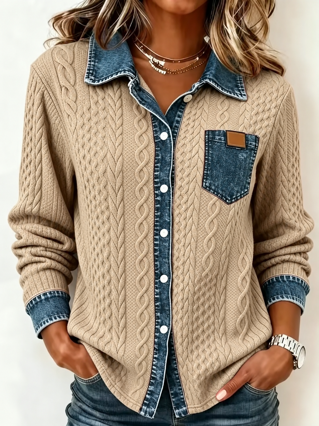 Comfortable Denim Cardigan