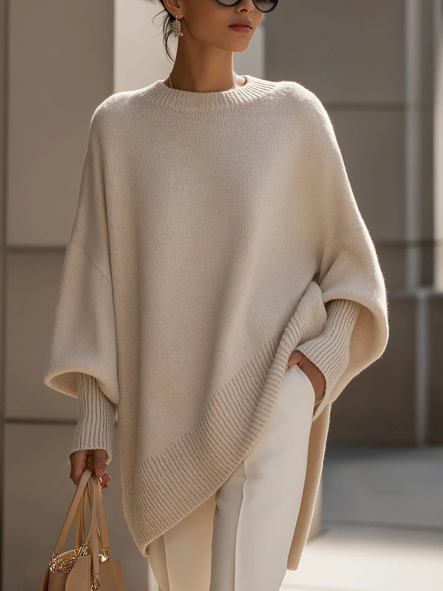 Oversized Draped Wide-Neck Sweater
