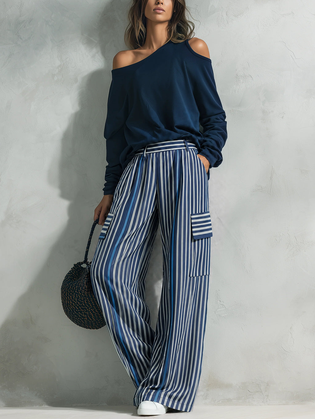 Striped Wide Leg Two Piece Set