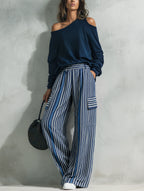 Striped Wide Leg Two Piece Set