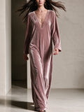 Velvet Criss‑Cross V‑Neck Maxi Kaftan
