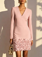 Elegant Mini Dress With 3D Flowers