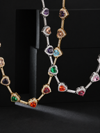 Colorful Heart Crystal-Detail Necklace