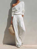 Elegant Off-Shoulder Knit Two-Piece Set