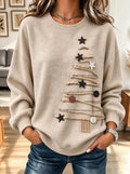 Christmas Tree Embellished Crew Neck Sweatshirt