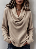 Retro Casual Duffle Collar Waffle Knit Loose Sweatshirt