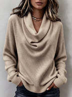 Retro Casual Duffle Collar Waffle Knit Loose Sweatshirt