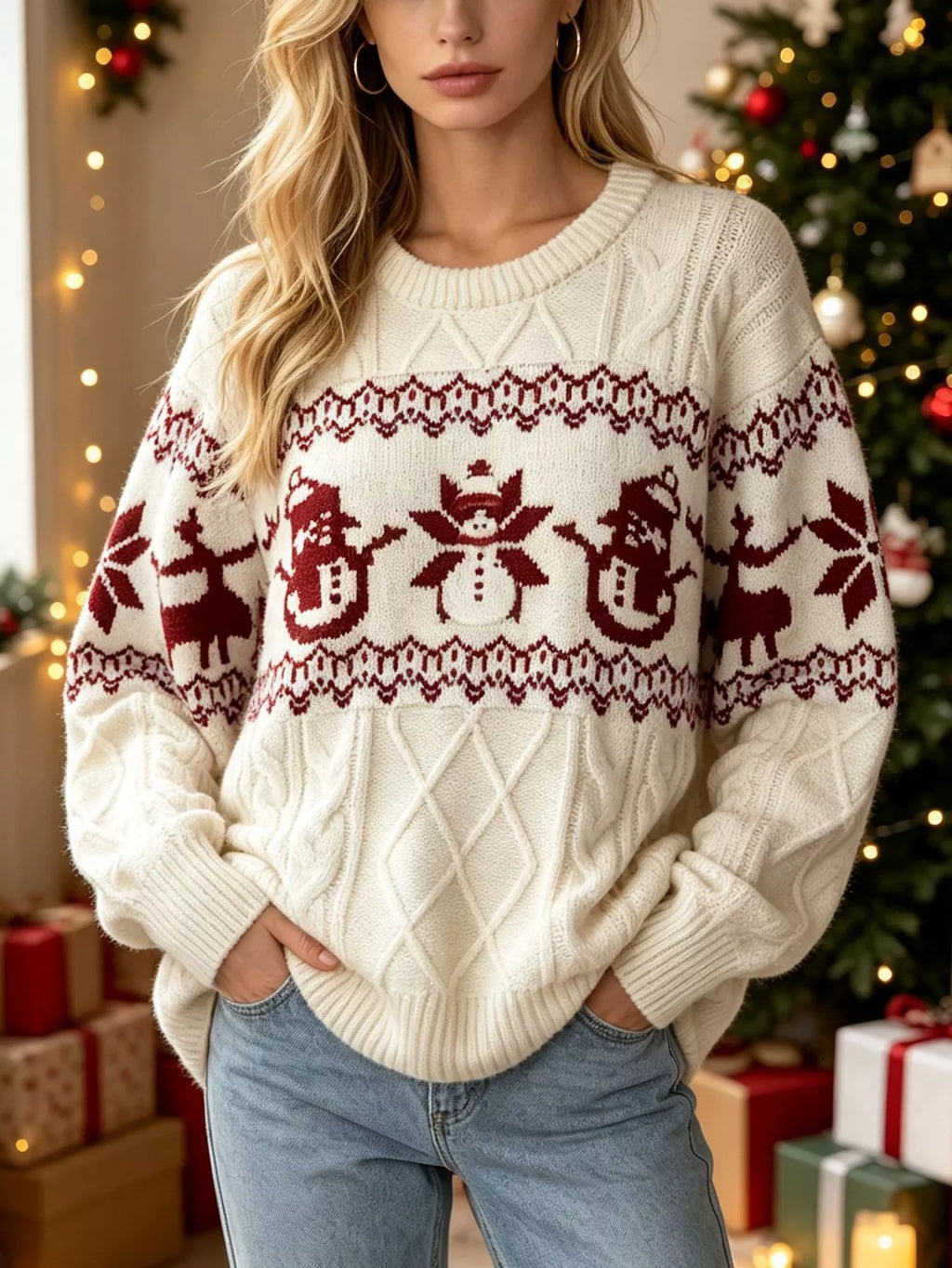 Cozy Christmas Reindeer Knit Sweater