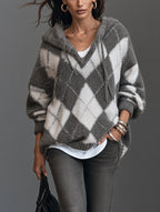 Elegant Knitted Long-Sleeve Hooded Sweater