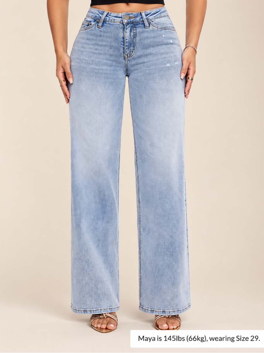 Plus Size Mid-Low Rise Baggy Jeans