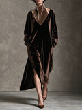 Loose Turtleneck Velet Maxi Dress