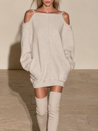 Cold-Shoulder Oversized Sweatshirt Mini Dress