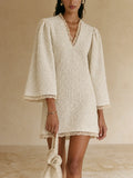 Romantic Lace-Trim V-Neck Mini Dress