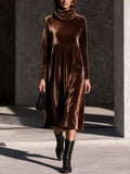 Elegant Loose-Fit Velvet Midi Dress