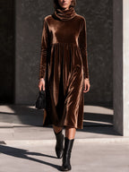 Elegant Loose-Fit Velvet Midi Dress