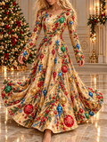 Christmas Ornament Print Maxi Dress