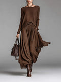 Fashion Round Neck Knitted Skirt Set