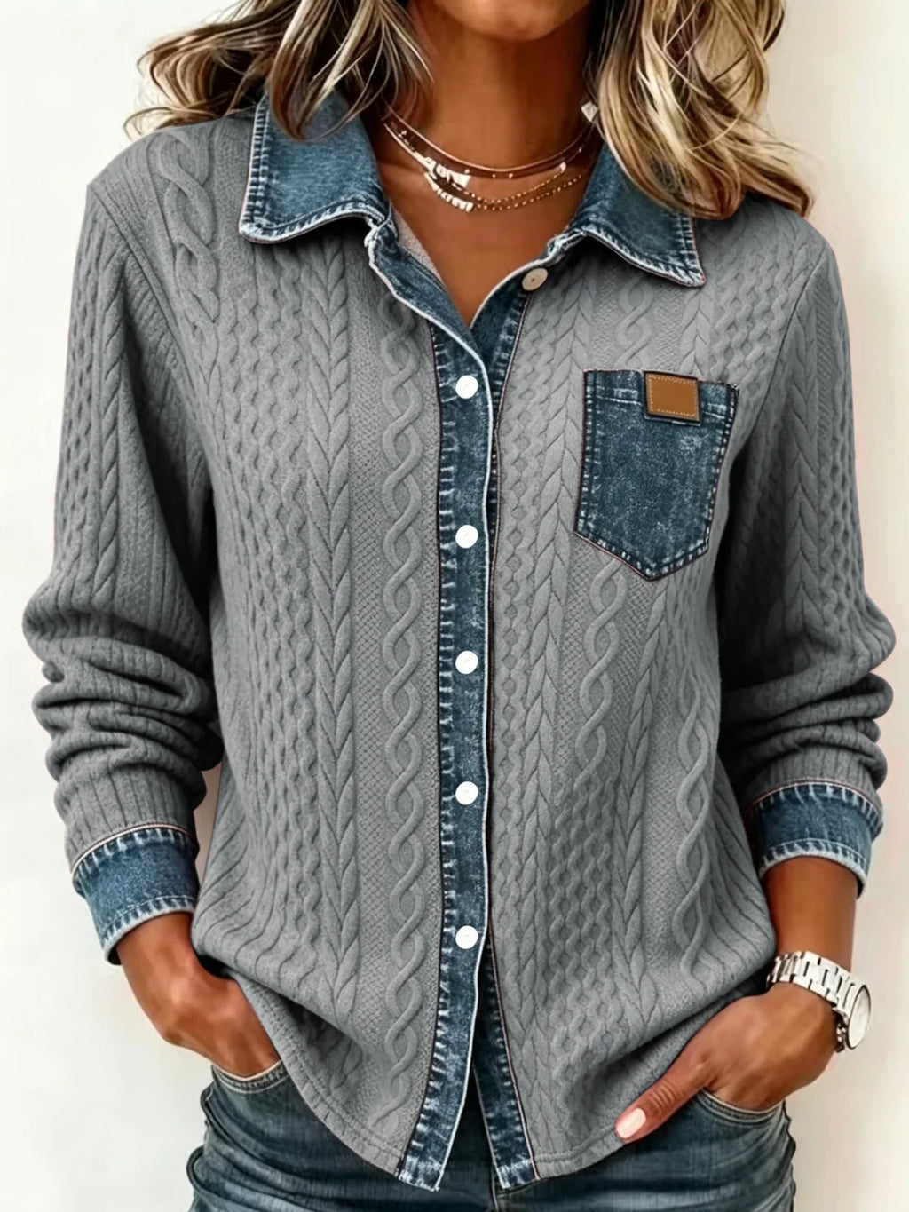 Comfortable Denim Cardigan