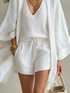Lightweight Layered Top & Shorts 3-Piece Set