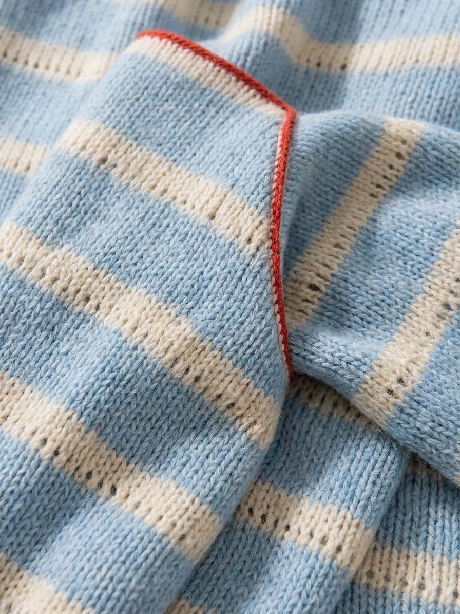 Minimalist Striped Square-Neck Long-Sleeve Maxi Sweater Dress