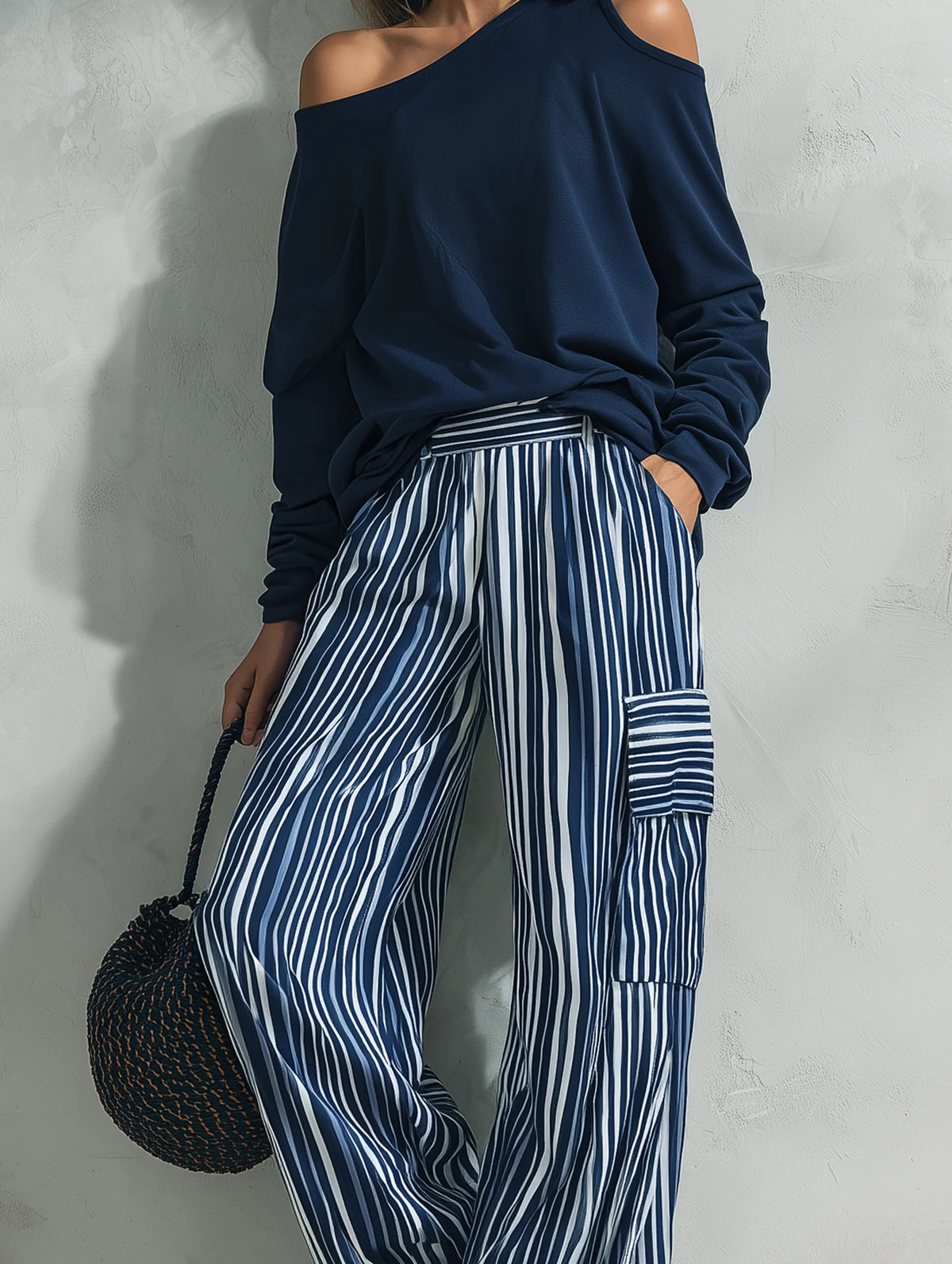 Striped Wide Leg Two Piece Set