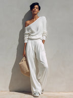 Elegant Off-Shoulder Knit Two-Piece Set