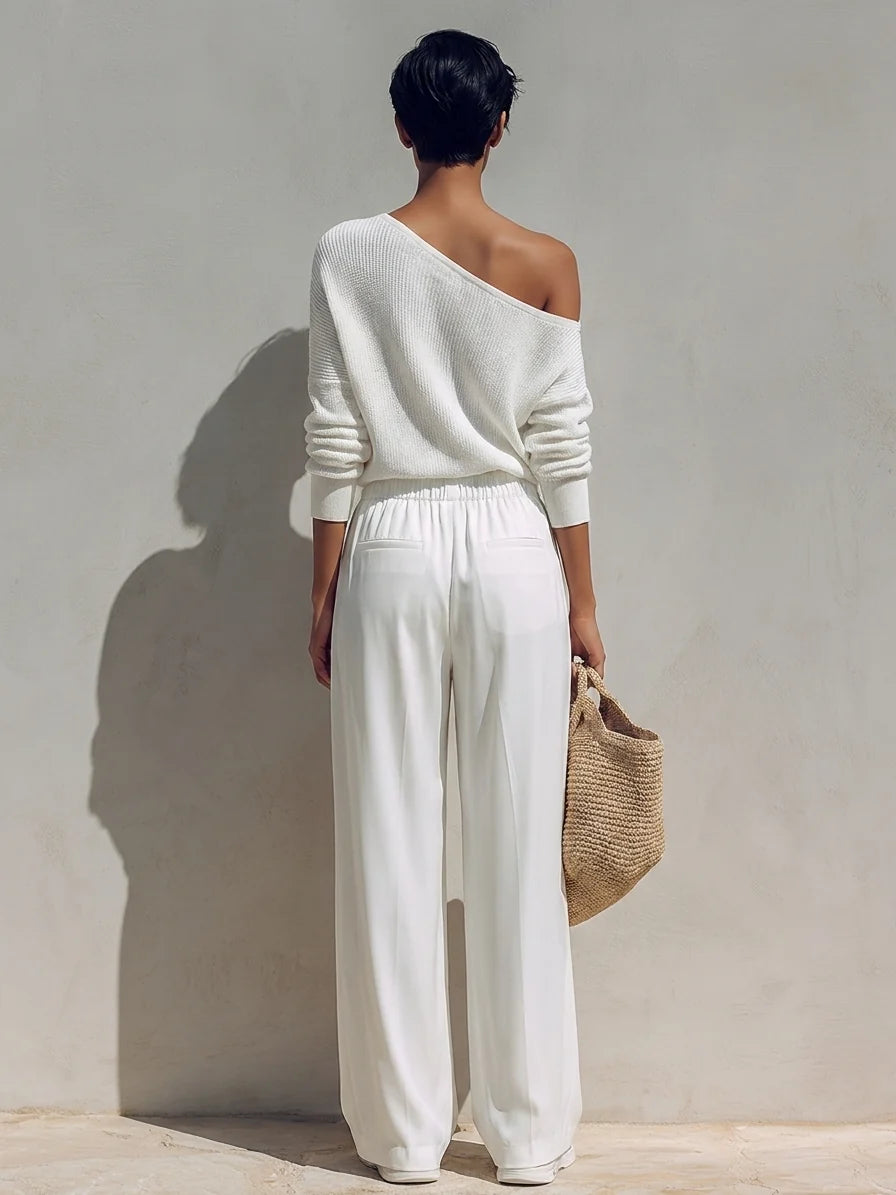 Elegant Off-Shoulder Knit Two-Piece Set