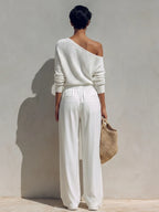 Elegant Off-Shoulder Knit Two-Piece Set