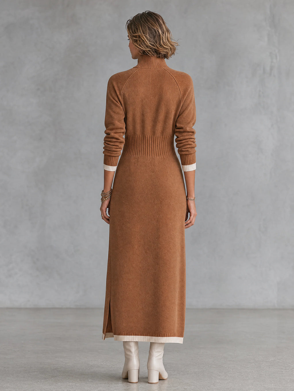 Zip Neck Knit Maxi Dress