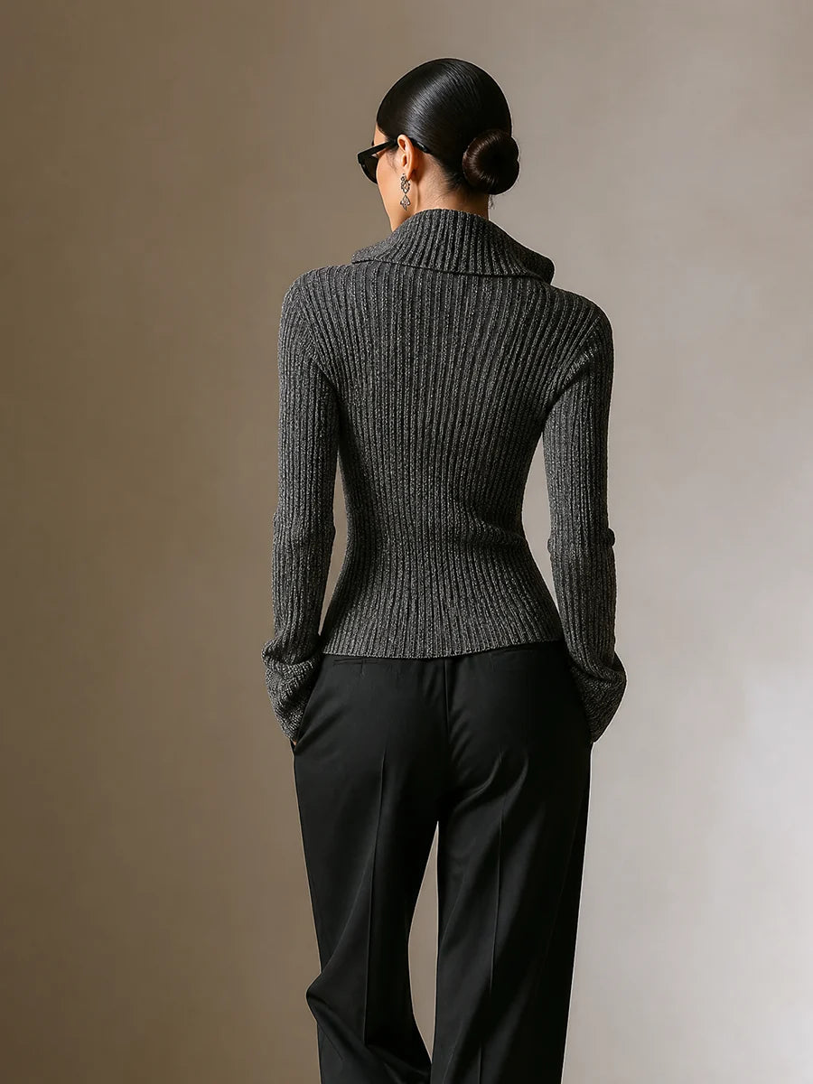 Zip‑Front Cutout Knit