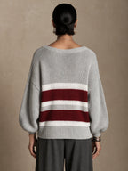 Contrast Stripe Casual Round Neck Pullover Sweater