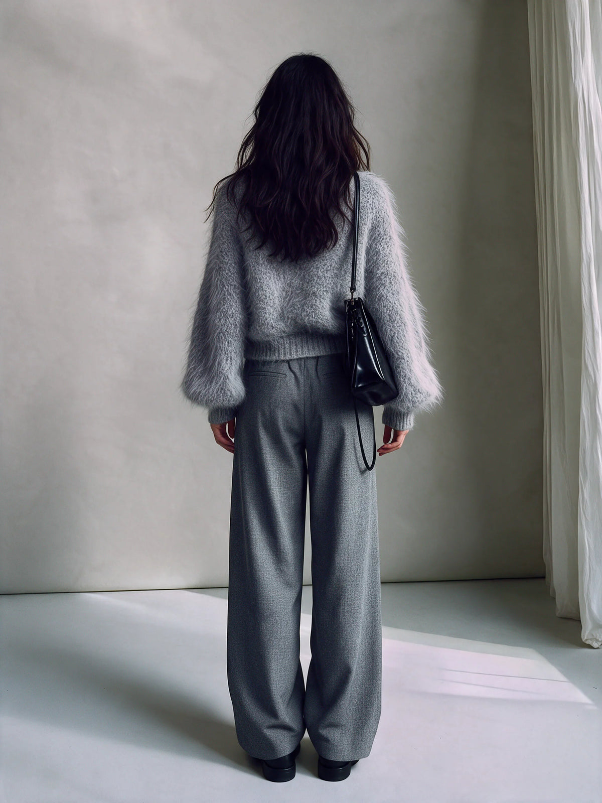 Fluffy Mohair V-Neck Cardigan
