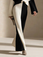 Colorblock Ribbed Knit Black White Maxi Set