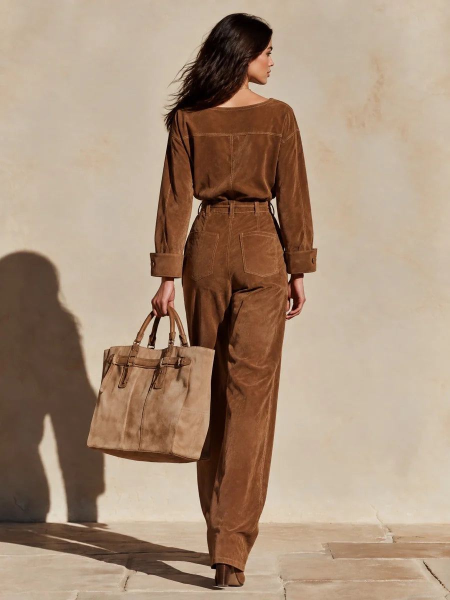 Faux Suede Tie-Waist Set