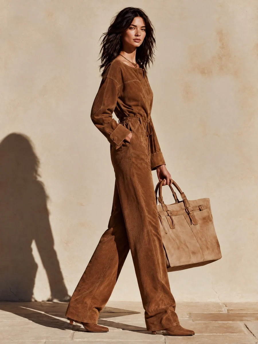 Faux Suede Tie-Waist Set