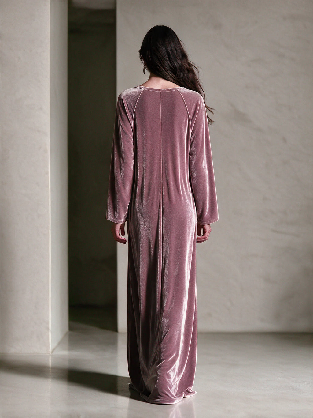 Velvet Criss‑Cross V‑Neck Maxi Kaftan