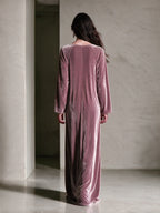 Velvet Criss‑Cross V‑Neck Maxi Kaftan